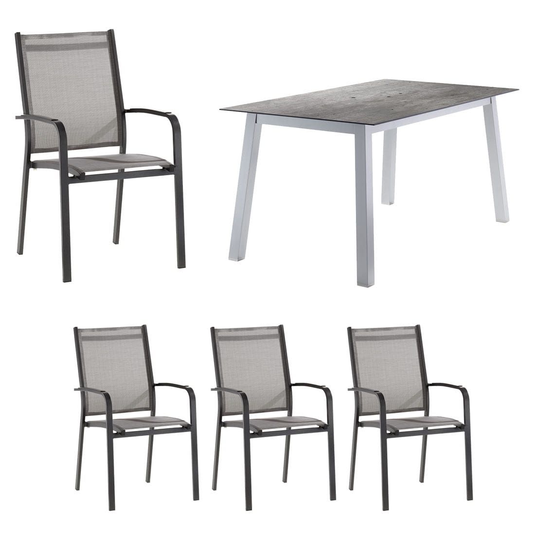 Sieger Meran Gartenmöbelset 5-tlg. mit Tisch 160x90cm