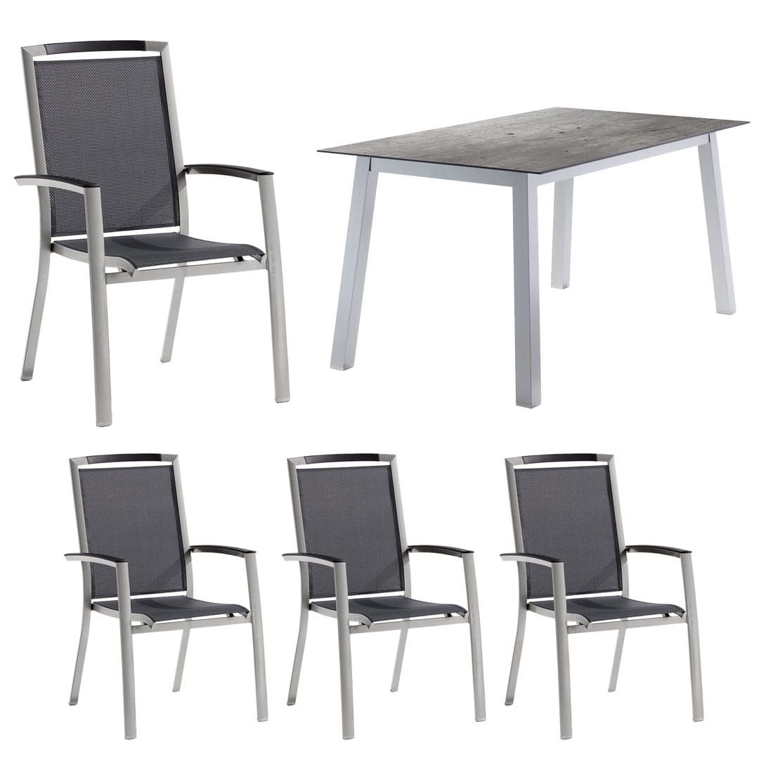 Sieger Trento Gartenmöbelset 5-tlg. mit Tisch 160x90cm