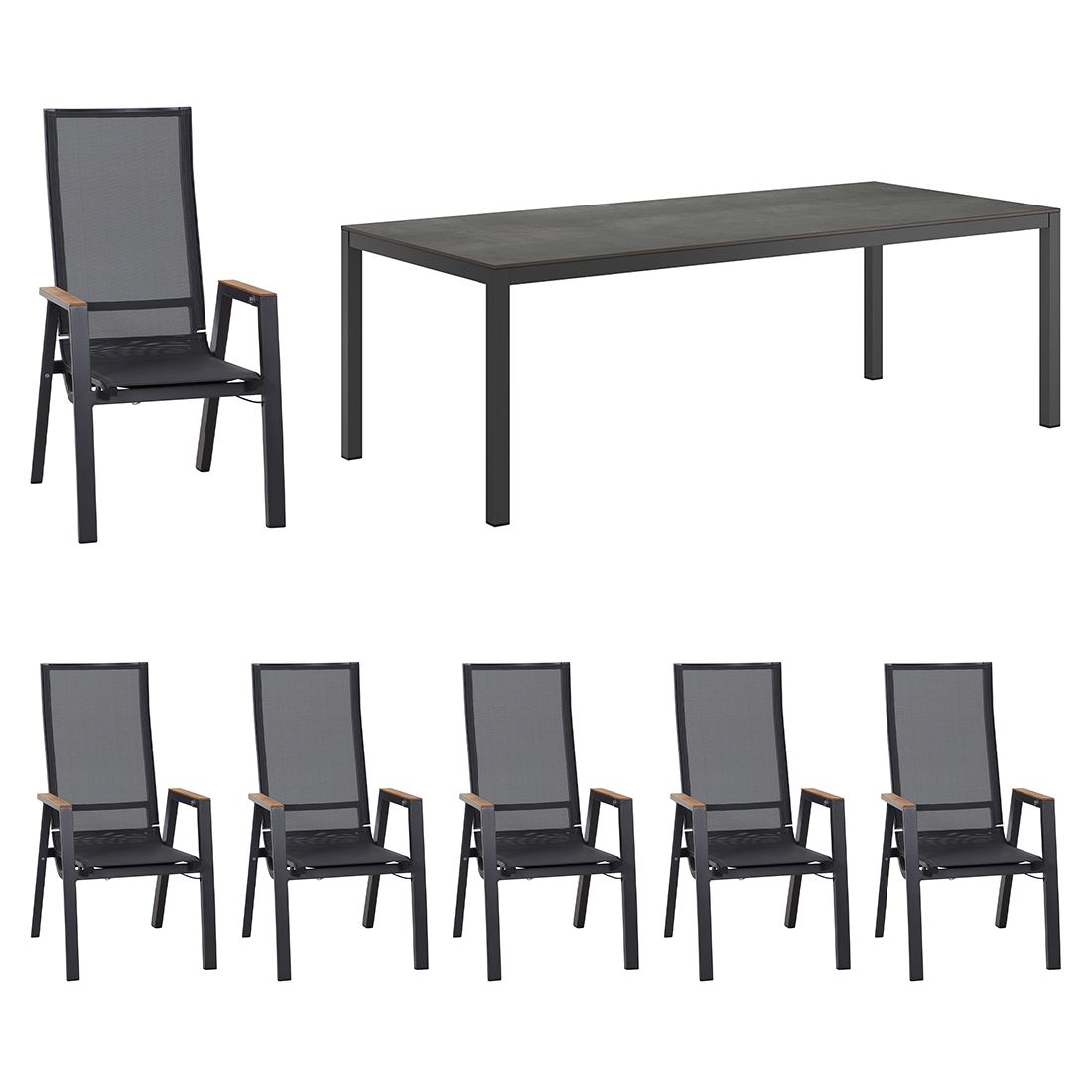 Siena Garden Rondo Gartenmöbelset 7-tlg. mit Tisch 220x100 cm