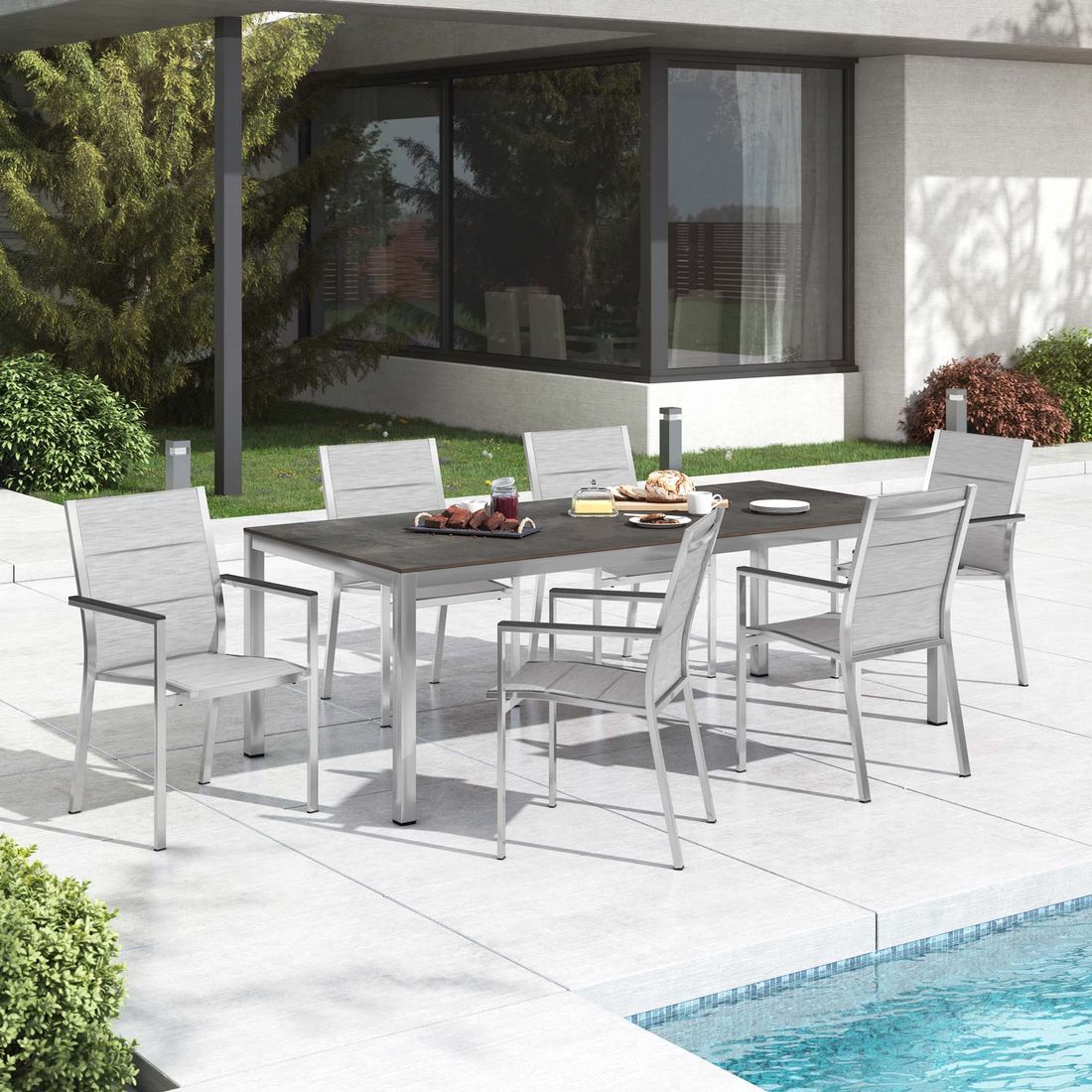 Stern Cardiff Gartenmöbelset 7-tlg. mit Tisch 220x100 cm