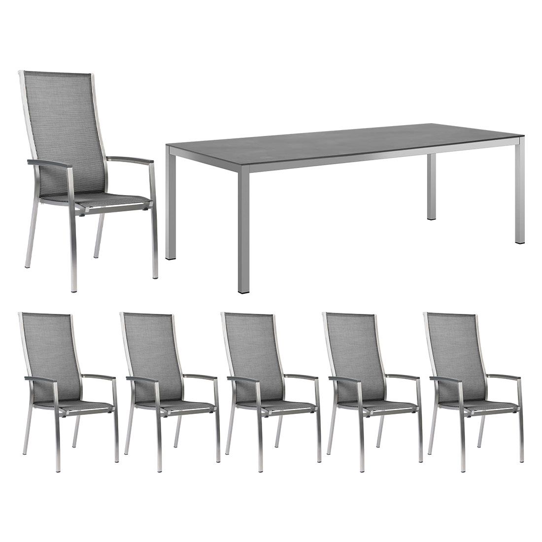Stern Cardiff Gartenmöbelset 7-tlg. + Tisch 220x100 cm