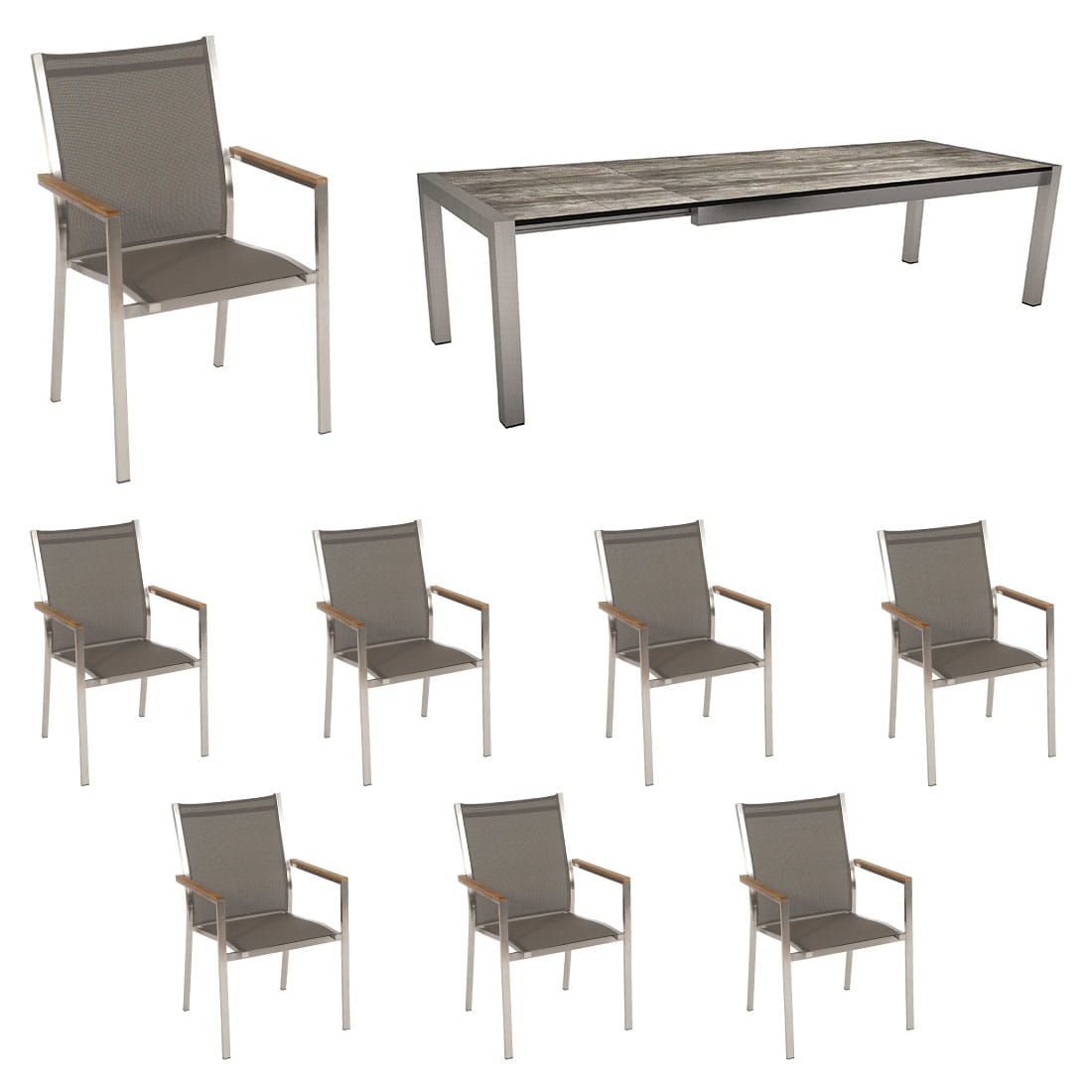 Stern Cardiff Gartenmöbelset 9-tlg.+Tisch 214/294x100cm