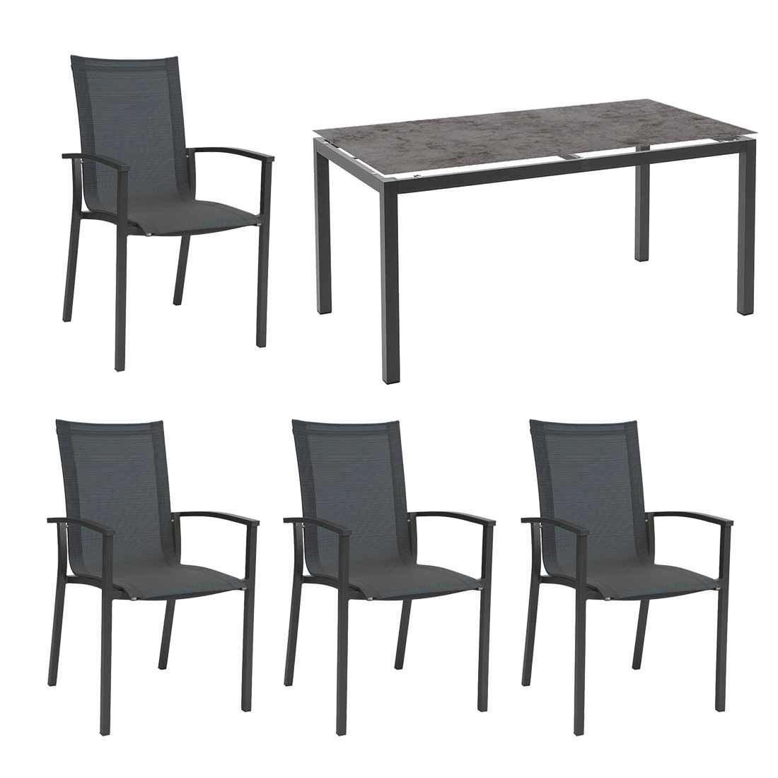 Stern Evoee Gartenmöbelset 5-tlg. mit Tisch 160x90cm