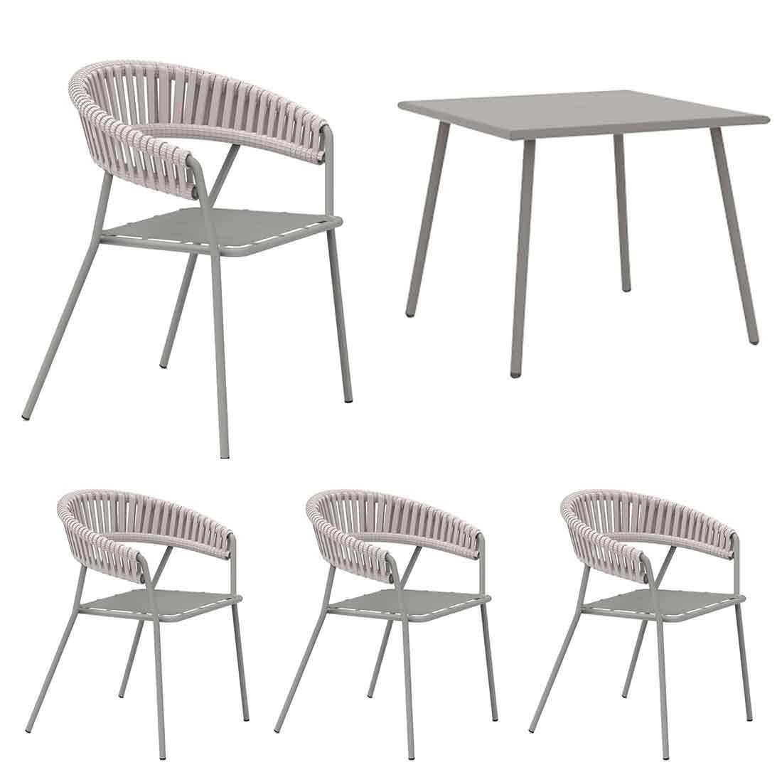 Vermobil Key West Gartenmöbelset 5-tlg. mit Tisch 90x90cm