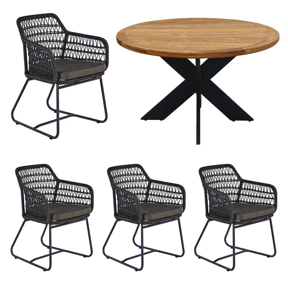 OUTLIV. Verona Gartenmöbelset 5-tlg. Tisch Ø130cm