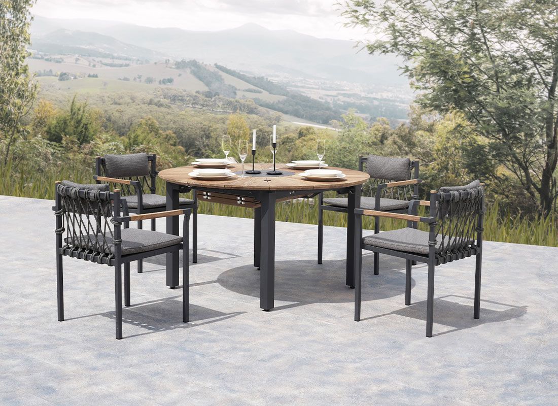 Zebra Beatrix Gartenmöbel-Set 5-tlg.Tisch 135/185xØ135cm