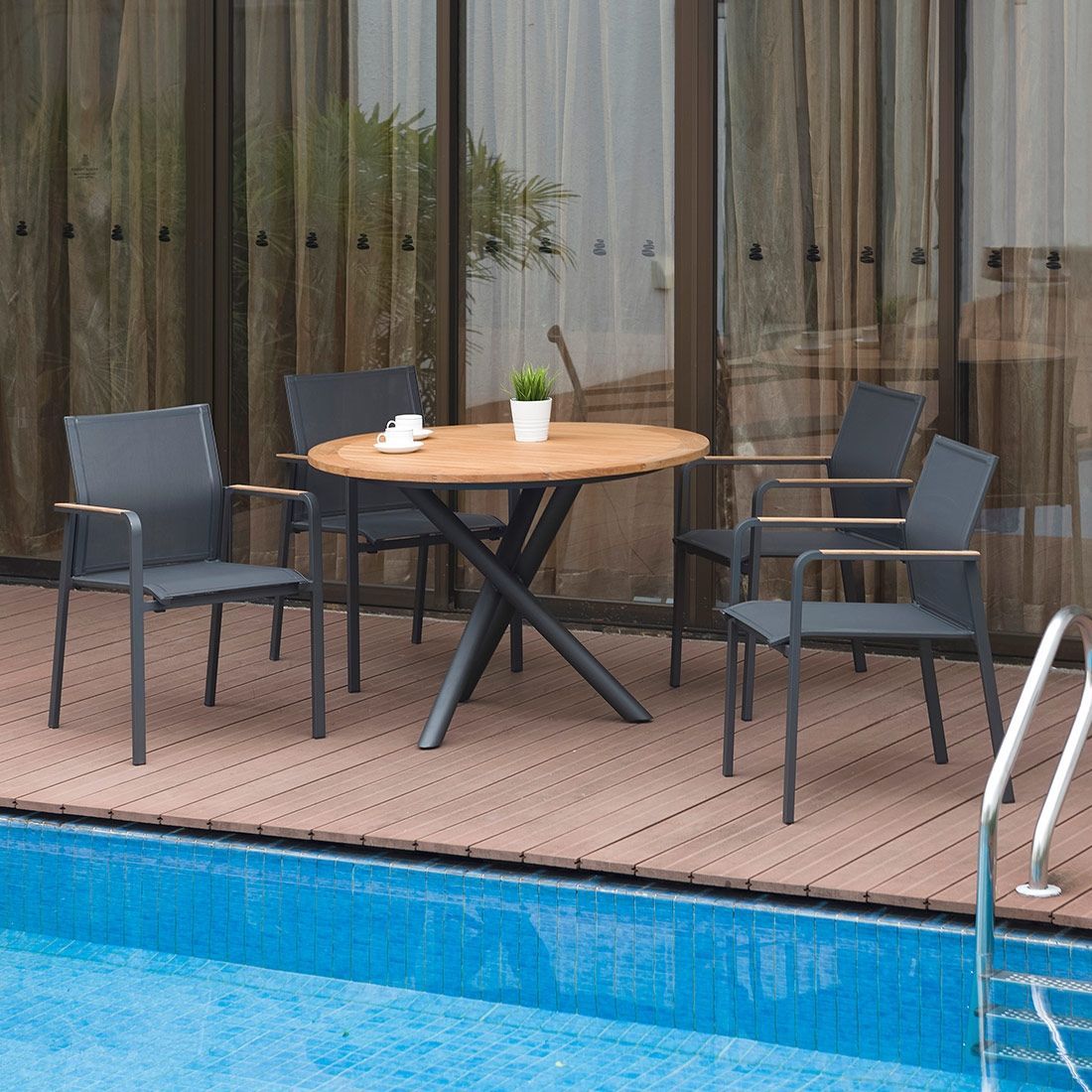 Zebra Bee Gartenmöbelset 6-teilig Aluminium/Teak