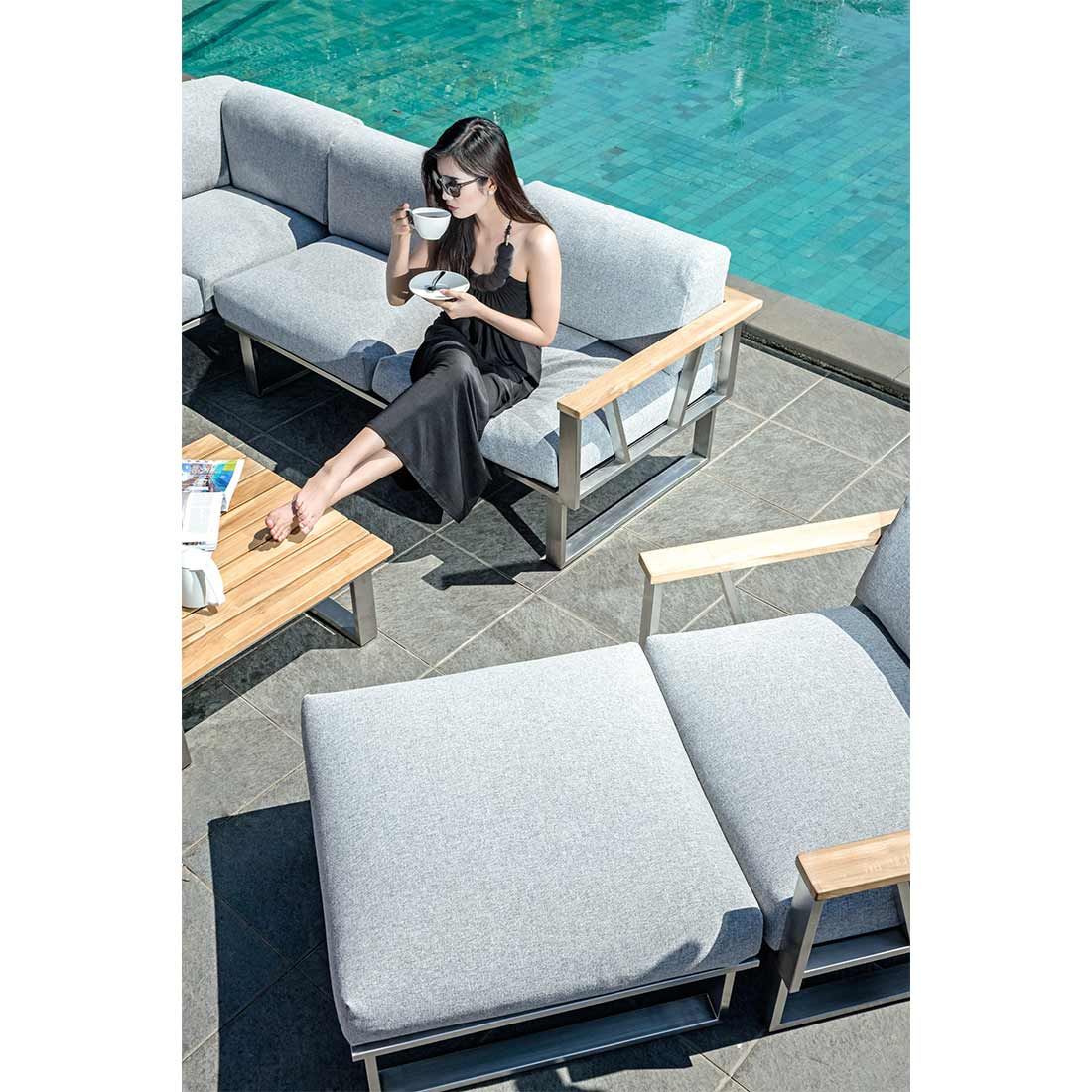 Zebra Belvedere Ecklounge 6-tlg. Edelstahl/Olefin