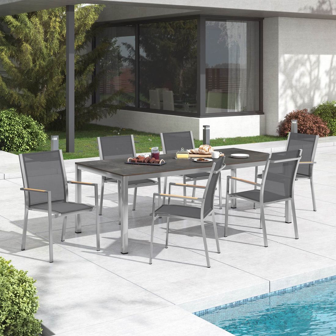 Zebra One Gartenmöbelset 7-tlg. mit Tisch 220x100 cm