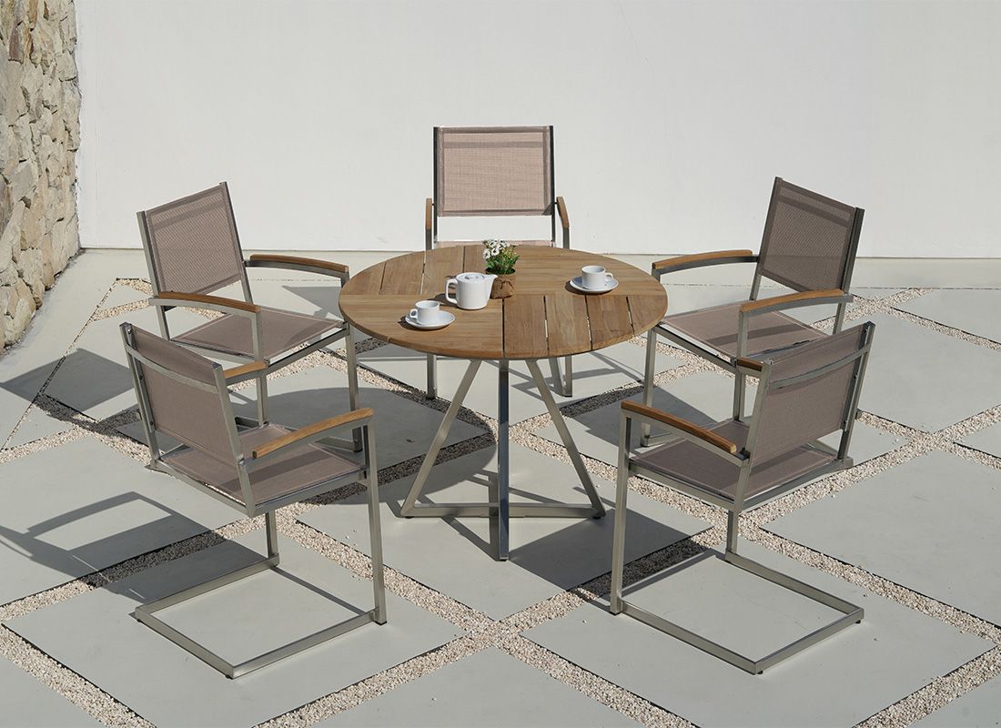 Zebra Pontiac Gartenmöbelset 6-tlg. mit Tisch Ø110x75cm