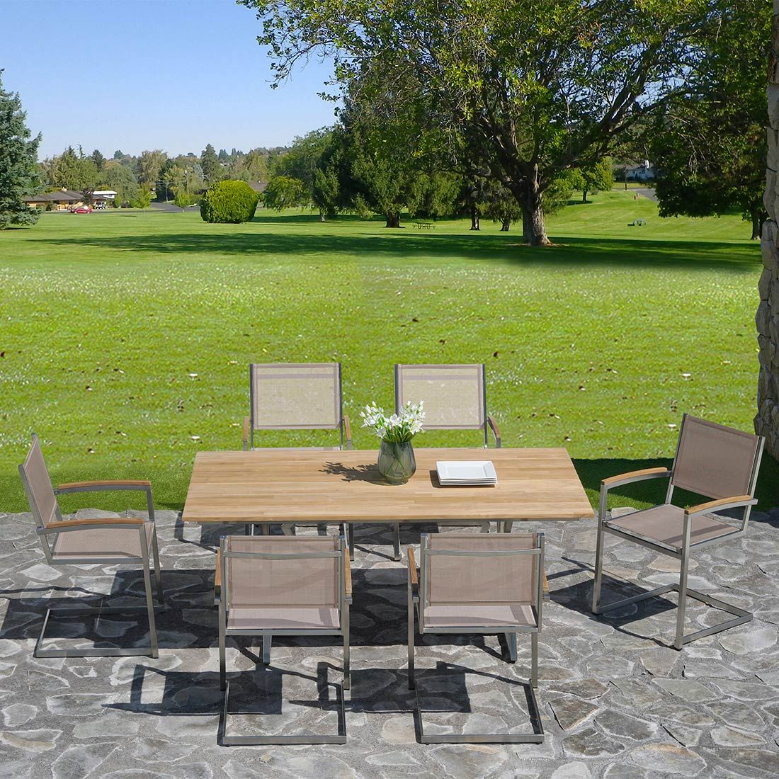 Zebra Triangel Gartentisch 210x100cm