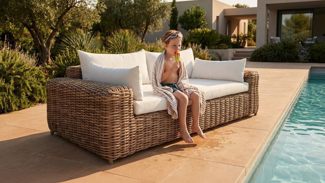 Geflecht-Couch aus der OUTLIV. Gartenmöbel-Kollektion Wicker