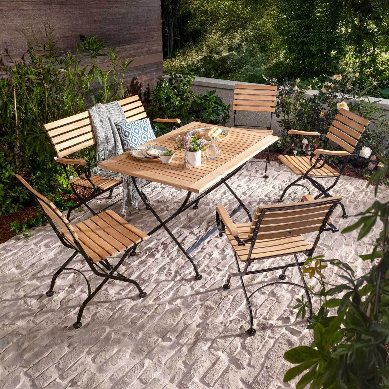 LC Garden Wimbledon Gartenmöbel-Set L (6 Plätze) Tisch 120x80cm Schwarz/Natur