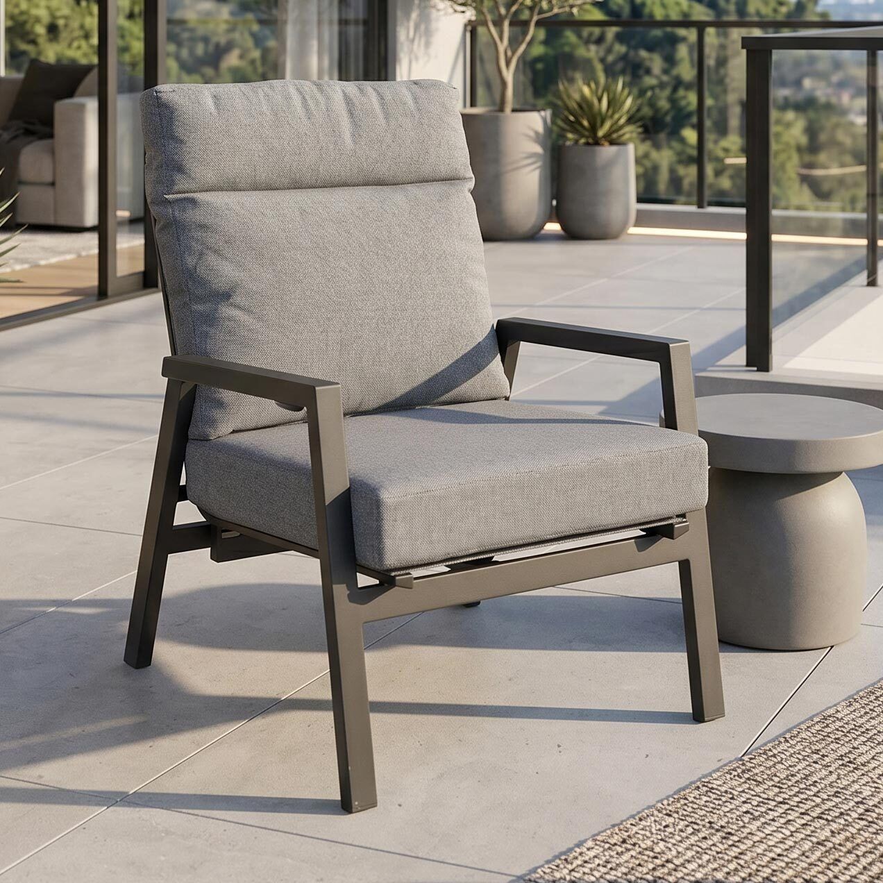 LC Garden Sondrino Gartensessel verstellbar Aluminium/Polyester Anthrazit/Hellgrau