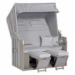 deVries Trend 45 PE Strandkorb Akazie/Geflecht Des.751 Natur/Grau