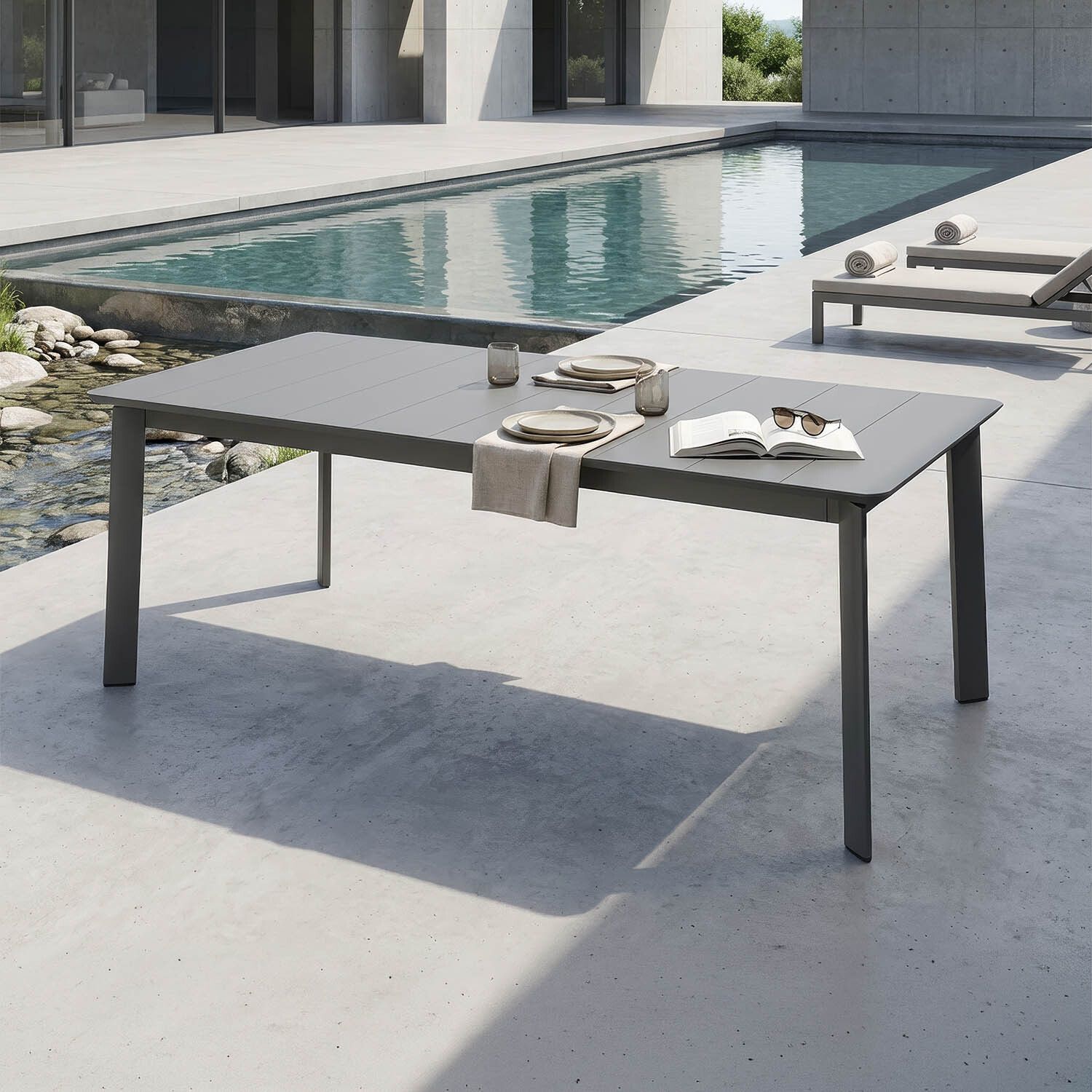 OUTLIV. Milano Gartentisch 220x100cm Aluminium Anthrazit