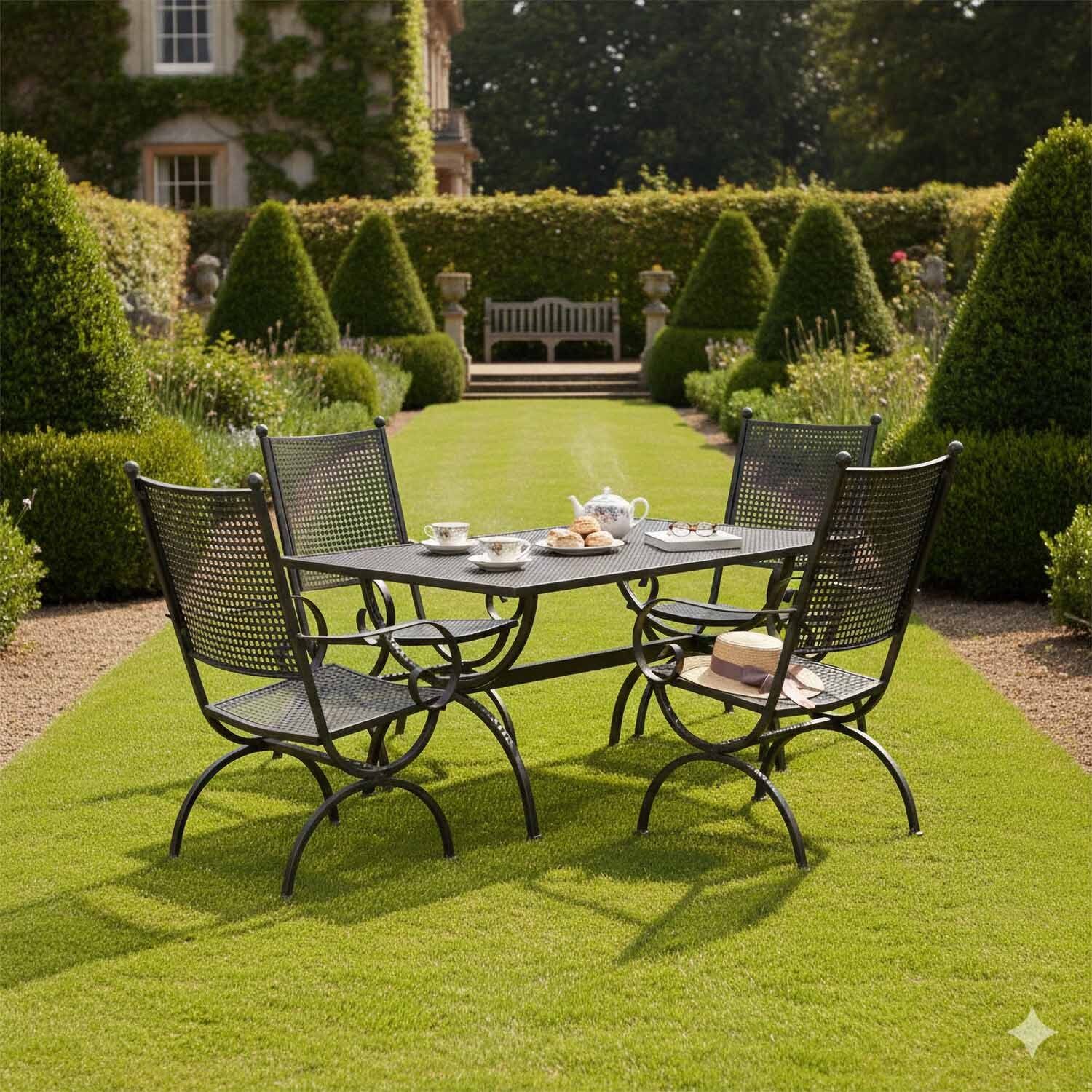 MBM Romeo Elegance Gartenmöbel-Set M (4 Plätze) Tisch 160x90cm Marone Antik