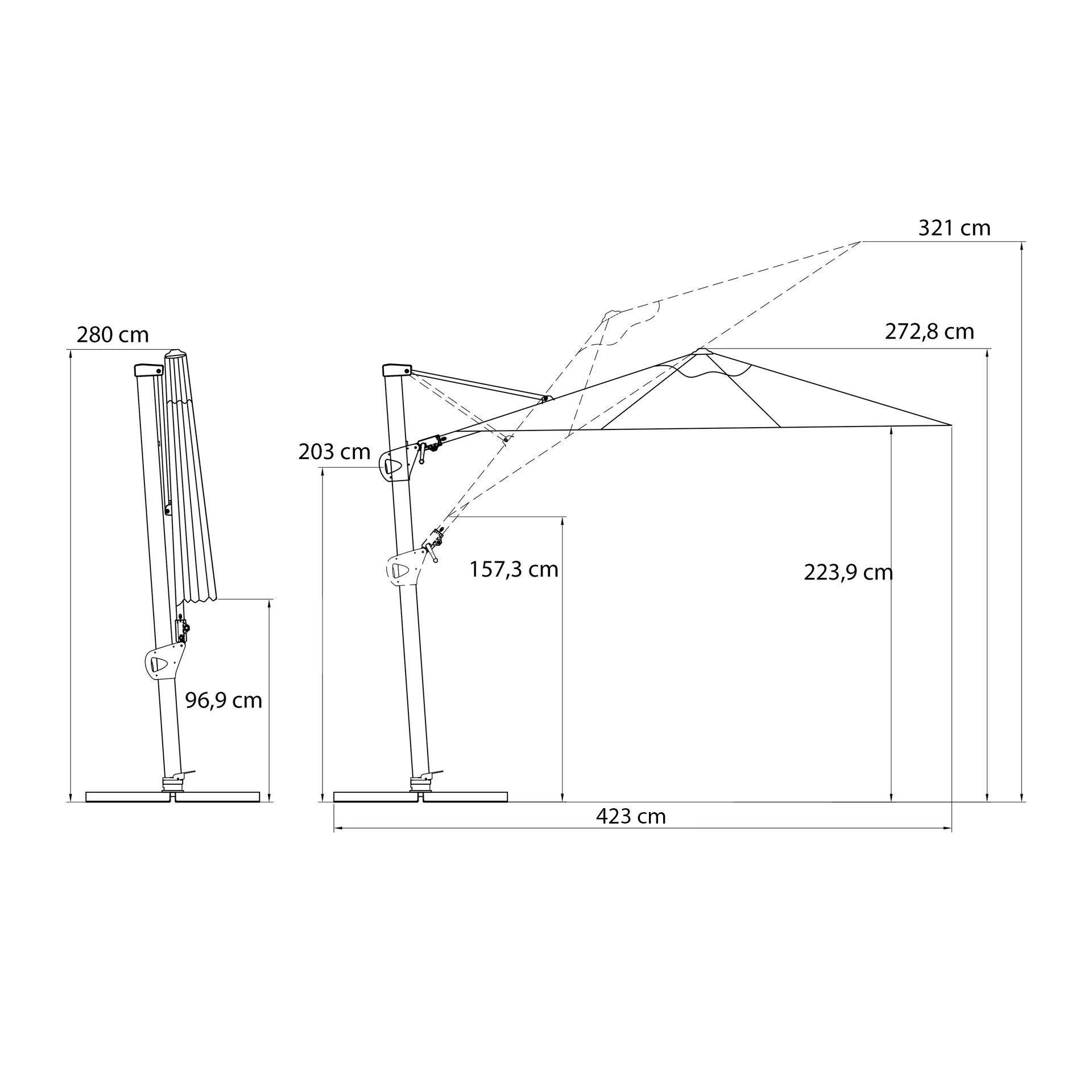 OUTLIV. Ampelschirm Saint-Tropez 300x300 Cm – 360° Drehbar & Neigbar Mit Aluminiumgestell