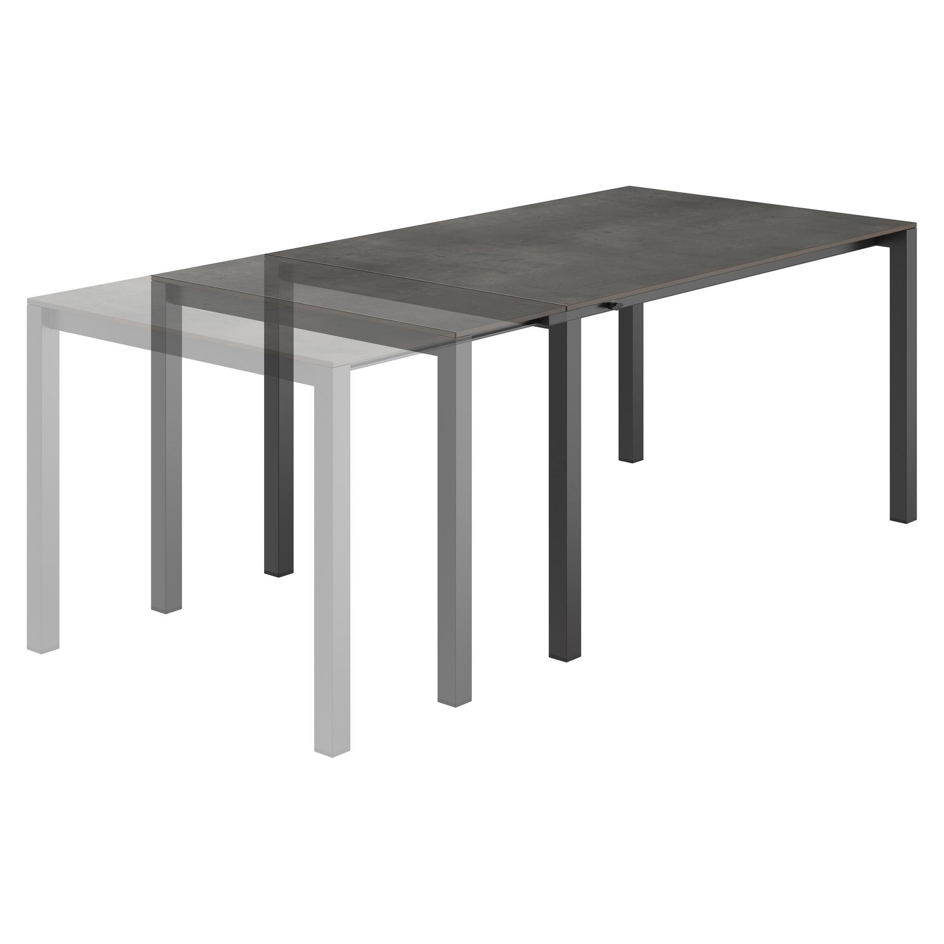 OUTLIV. Ausziehtisch 140/178,5/210x70cm Edelstahl/HPL Anthrazit/Dunkelgrau