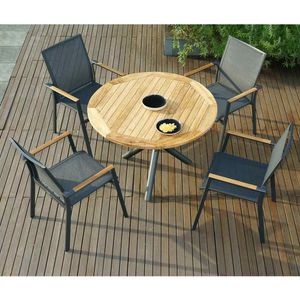 Zebra Fly Diningset 5-teilig Aluminium/Texilene/Teak