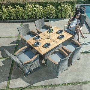 Zebra Status Dininggruppe 13-teilig Geflecht/Teak