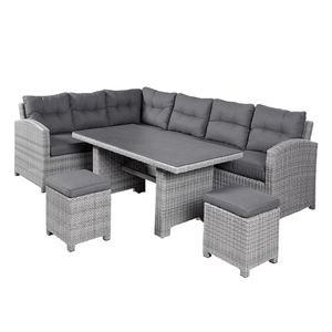 LC Garden Bilbao Dininglounge Geflecht inkl. Kissen, Tisch