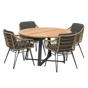 4Seasons Cottage Gartenmöbelset 5-tlg. mit Tisch Ø130cm