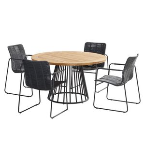 4Seasons Palma Gartenmöbelset 5-tlg. mit Tisch Ø130cm