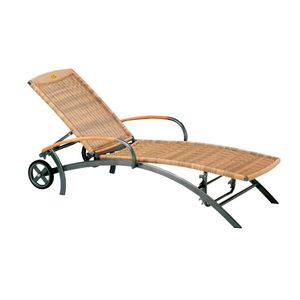 Best Romantica Gartenliege mit Teakholz-Armlehnen Aluminium/Geflecht