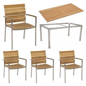 Stern Savona Stapelsessel 6-teiliges Gartenmöbelset mit Teakholz Tisch 160x90cm