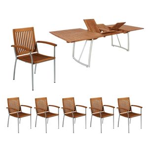 Balke Singapur I 7-tlg. Set 6x Stapelstuhl + Tisch