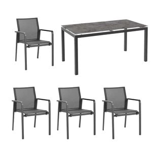 Best Rhodos Gartenmöbelset 5-tlg. mit Tisch 160x90cm