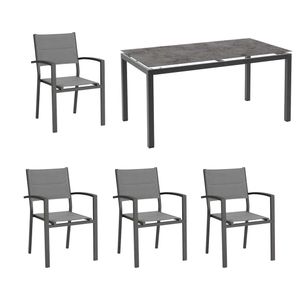 Best Varese Gartenmöbelset 5-tlg. mit Tisch 160x90cm