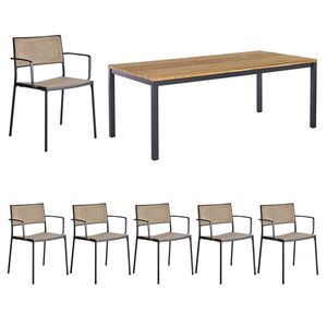 Cane-Line Less Gartenmöbelset 7-tlg. mit Tisch 220x100cm