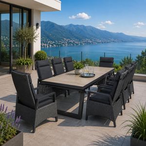 LC Garden Keramo Gartenmöbel-Set XL verstellbar (8 Plätze) Tisch 200/260x100cm