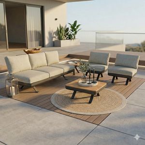 Zebra Sky Loungeset inkl. Loungetisch Aluminium/Sunproof