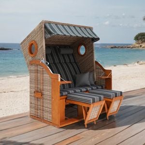 deVries Pure Wave XL Strandkorb Geflecht/Pinie Des. 423
