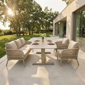 LC Garden Terano Low Dining Dininglounge Tisch 180x90cm Aluminium/Rope/Olefin