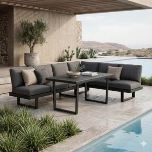 OUTLIV. Atlanta Dininglounge verstellbar Tisch 160x90cm Aluminium/Olefin