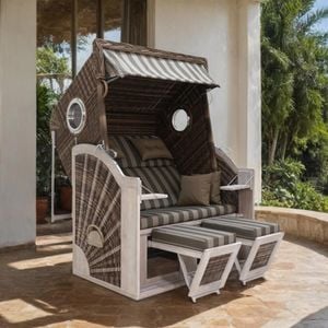 deVries Pure Cliff XL Sun Strandkorb Geflecht/Pinie Des. 481