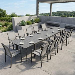Siena Garden Velia Gartenmöbel-Set XXL (12 Plätze) mit OUTLIV. Tisch 266/331/396x110cm