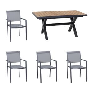 Siena Garden Leeds Gartenmöbel-Set 5-tlg. Tisch 160/200x90cm