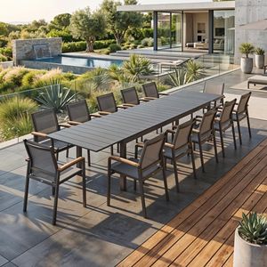 OUTLIV. Florenz Gartenmöbel-Set XXL (12 Plätze) Tisch 266/3331/396x110cm