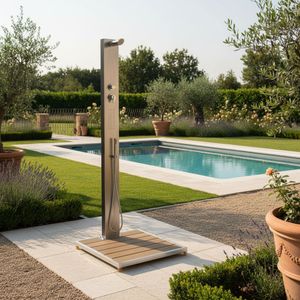 Ideal Malta Gartendusche Warmwasser Edelstahl/WPC