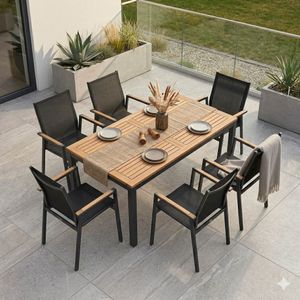 Siena Garden Rondo Gartenmöbel-Set L (6 Plätze) Tisch 220x100cm
