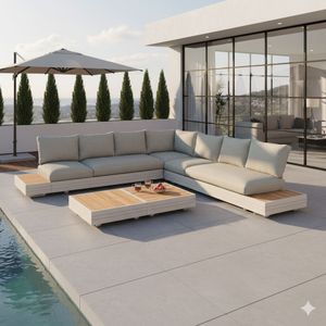 Zebra Cubo Neo Ecklounge inkl. Loungetische Aluminium/Sunproof