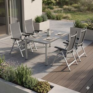 MWH Elements Gartenmöbel-Set M verstellbar (4 Plätze) Tisch 160x90cm
