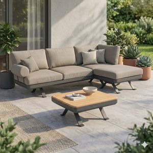 Zebra Sky Ecklounge inkl. Loungetisch Aluminium/Sunproof