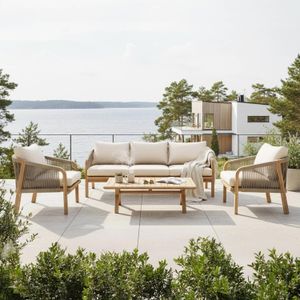 OUTLIV. Amelie Loungeset inkl. Loungetisch Akazie/Rope/Spun Polyester