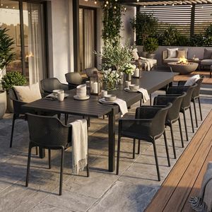 Nardi Net Gartenmöbel-Set XXL (10 Plätze) mit OUTLIV. Tisch 200/320x100,5cm